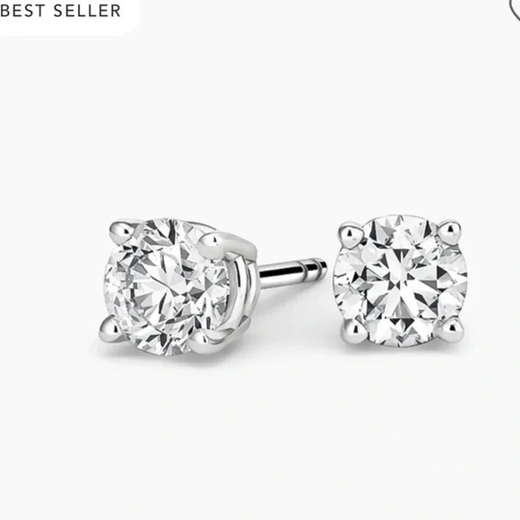 4CTW  Sterling Silver Moissanite Stud Earrings  Prong Setting 2ct each new - Picture 1 of 9